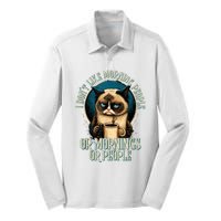 I Hate Morning People And Mornings And People Coffee Cat Silk Touch Performance Long Sleeve Polo