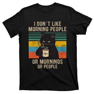 I Hate Morning People And Mornings And People Coffee Cat T-Shirt