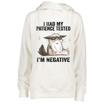 I Had My Patience Tested I'm Negative Cat Funny Sarcasm Womens Funnel Neck Pullover Hood