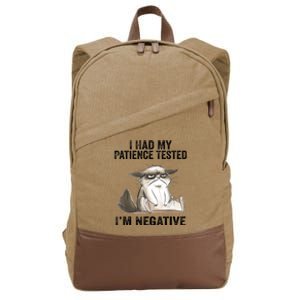 I Had My Patience Tested I'm Negative Cat Funny Sarcasm Cotton Canvas Backpack