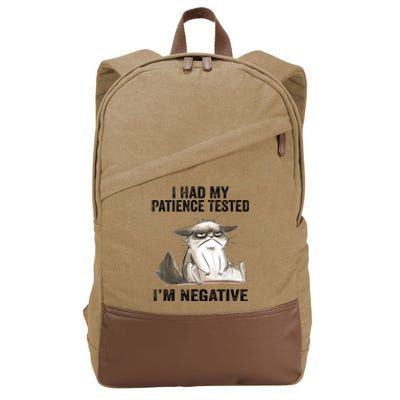 I Had My Patience Tested I'm Negative Cat Funny Sarcasm Cotton Canvas Backpack