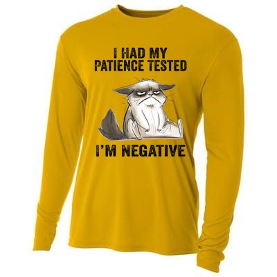 I Had My Patience Tested I'm Negative Cat Funny Sarcasm Cooling Performance Long Sleeve Crew