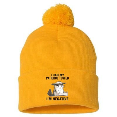 I Had My Patience Tested I'm Negative Cat Funny Sarcasm Pom Pom 12in Knit Beanie