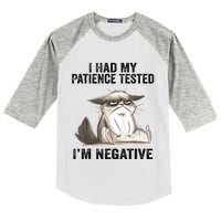 I Had My Patience Tested I'm Negative Cat Funny Sarcasm Kids Colorblock Raglan Jersey