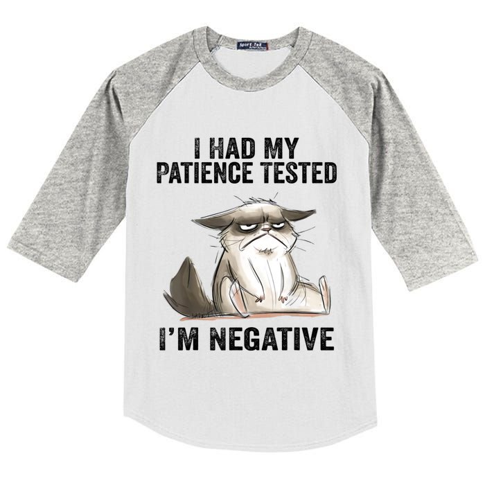 I Had My Patience Tested I'm Negative Cat Funny Sarcasm Kids Colorblock Raglan Jersey