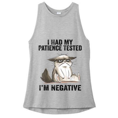 I Had My Patience Tested I'm Negative Cat Funny Sarcasm Ladies PosiCharge Tri-Blend Wicking Tank