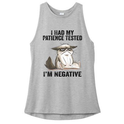 I Had My Patience Tested I'm Negative Cat Funny Sarcasm Ladies PosiCharge Tri-Blend Wicking Tank