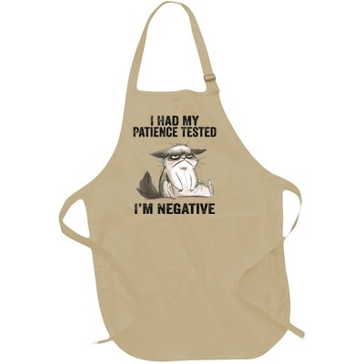 I Had My Patience Tested I'm Negative Cat Funny Sarcasm Full-Length Apron With Pockets