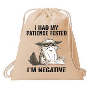 I Had My Patience Tested I'm Negative Cat Funny Sarcasm Drawstring Bag