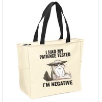 I Had My Patience Tested I'm Negative Cat Funny Sarcasm Zip Tote Bag