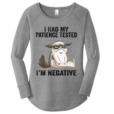 I Had My Patience Tested I'm Negative Cat Funny Sarcasm Women's Perfect Tri Tunic Long Sleeve Shirt