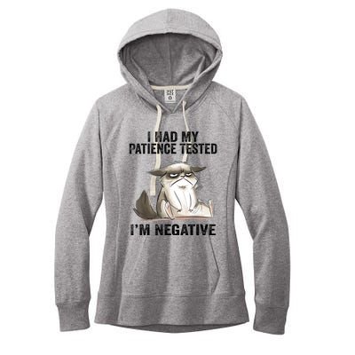 I Had My Patience Tested I'm Negative Cat Funny Sarcasm Women's Fleece Hoodie