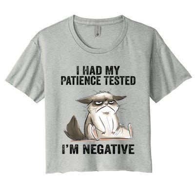 I Had My Patience Tested I'm Negative Cat Funny Sarcasm Women's Crop Top Tee