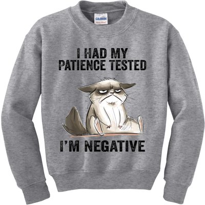 I Had My Patience Tested I'm Negative Cat Funny Sarcasm Kids Sweatshirt