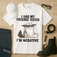 I Had My Patience Tested I'm Negative Cat Funny Sarcasm Tall T-Shirt