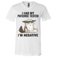 I Had My Patience Tested I'm Negative Cat Funny Sarcasm V-Neck T-Shirt