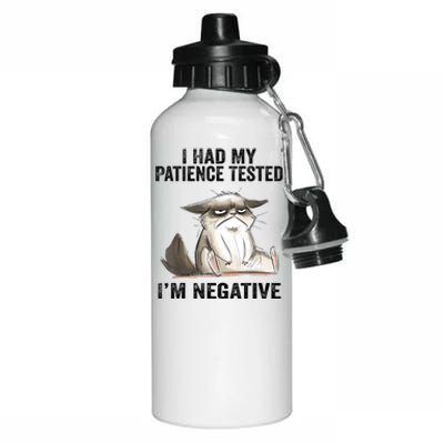 I Had My Patience Tested I'm Negative Cat Funny Sarcasm Aluminum Water Bottle