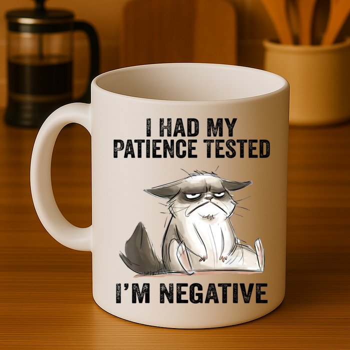 I Had My Patience Tested I'm Negative Cat Funny Sarcasm Mug