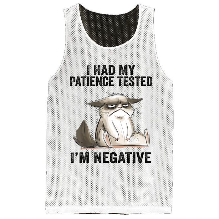 I Had My Patience Tested I'm Negative Cat Funny Sarcasm Mesh Reversible Basketball Jersey Tank