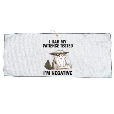I Had My Patience Tested I'm Negative Cat Funny Sarcasm Large Microfiber Waffle Golf Towel