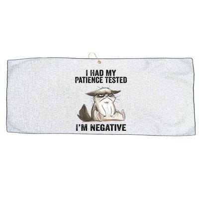 I Had My Patience Tested I'm Negative Cat Funny Sarcasm Large Microfiber Waffle Golf Towel