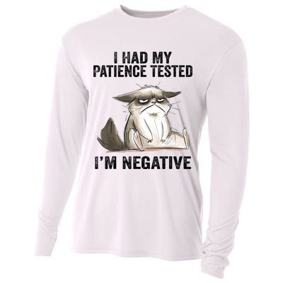 I Had My Patience Tested I'm Negative Cat Funny Sarcasm Cooling Performance Long Sleeve Crew