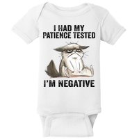 I Had My Patience Tested I'm Negative Cat Funny Sarcasm Baby Bodysuit
