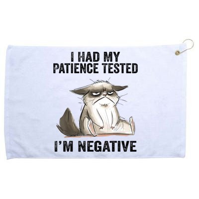 I Had My Patience Tested I'm Negative Cat Funny Sarcasm Grommeted Golf Towel
