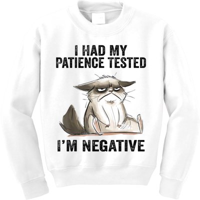 I Had My Patience Tested I'm Negative Cat Funny Sarcasm Kids Sweatshirt