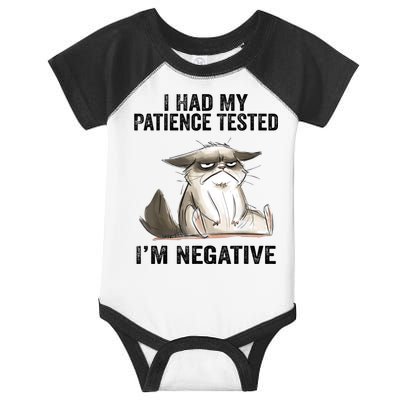 I Had My Patience Tested I'm Negative Cat Funny Sarcasm Infant Baby Jersey Bodysuit