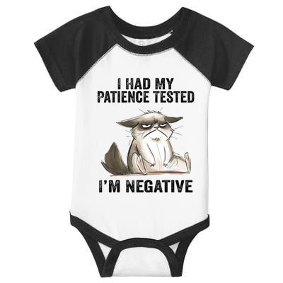 I Had My Patience Tested I'm Negative Cat Funny Sarcasm Infant Baby Jersey Bodysuit