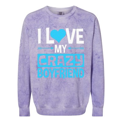 I Heart My Crazy Boyfriend Funny Valentine's Day Colorblast Crewneck Sweatshirt