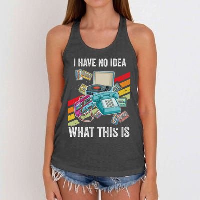 I Have No Idea What This Is 70s 80s 90s Theme Outfit Women's Knotted Racerback Tank