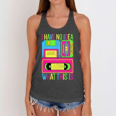 I Have No Idea What This Is  70s 80s 90s Outfit Women's Knotted Racerback Tank