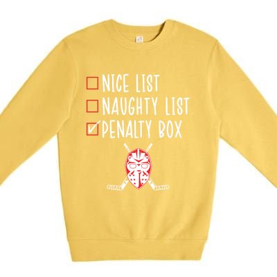 Ice Hockey Naughty List Funny Ice Hockey Player Christmas Funny Gift Premium Crewneck Sweatshirt