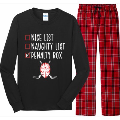 Ice Hockey Naughty List Funny Ice Hockey Player Christmas Funny Gift Long Sleeve Pajama Set