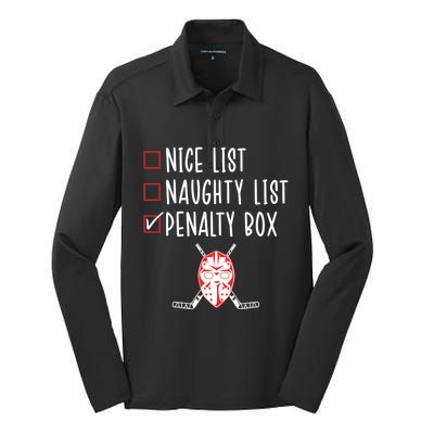 Ice Hockey Naughty List Funny Ice Hockey Player Christmas Funny Gift Silk Touch Performance Long Sleeve Polo