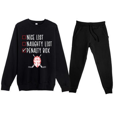 Ice Hockey Naughty List Funny Ice Hockey Player Christmas Funny Gift Premium Crewneck Sweatsuit Set