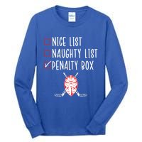 Ice Hockey Naughty List Funny Ice Hockey Player Christmas Funny Gift Tall Long Sleeve T-Shirt