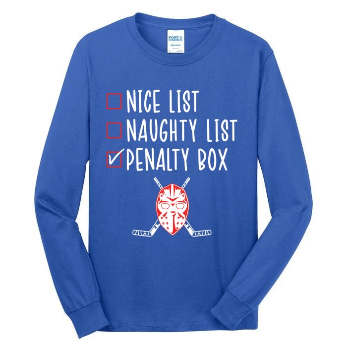 Ice Hockey Naughty List Funny Ice Hockey Player Christmas Funny Gift Tall Long Sleeve T-Shirt