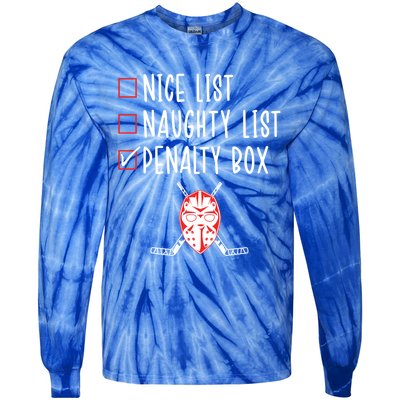 Ice Hockey Naughty List Funny Ice Hockey Player Christmas Funny Gift Tie-Dye Long Sleeve Shirt