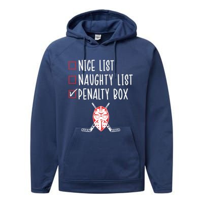 Ice Hockey Naughty List Funny Ice Hockey Player Christmas Funny Gift Performance Fleece Hoodie