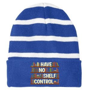 I Have No Shelf Control Book Lover Reading Bookworm Library Gift Striped Beanie with Solid Band