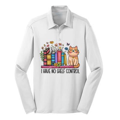 I Have No Shelf Control Literature Library Book Cat Lovers Silk Touch Performance Long Sleeve Polo