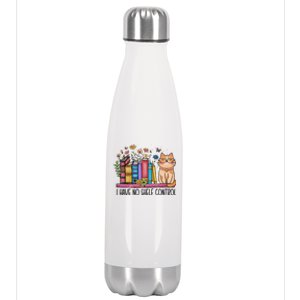 I Have No Shelf Control Literature Library Book Cat Lovers Stainless Steel Insulated Water Bottle