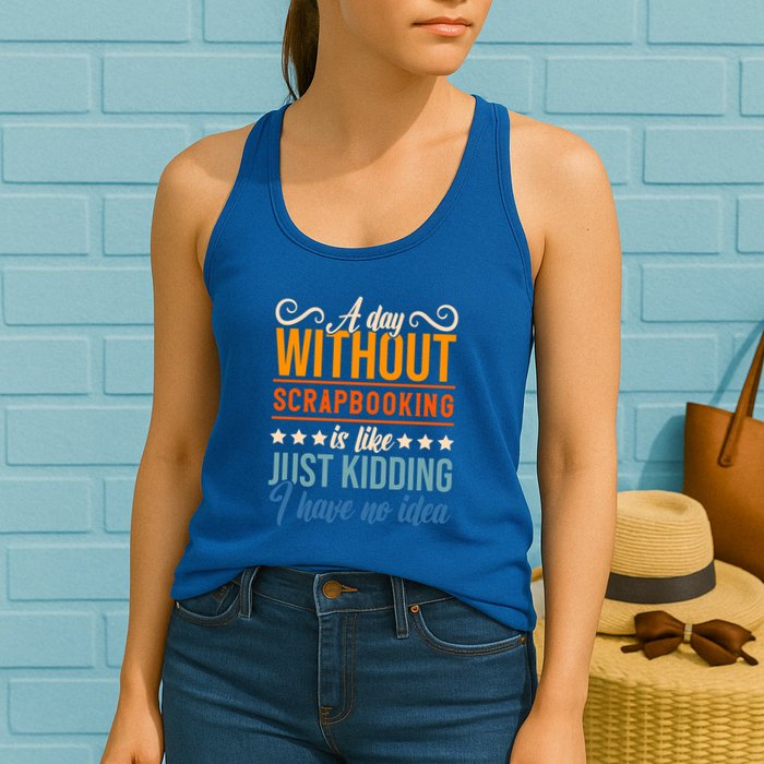 I Have No Idea A Day Without Scrapbooking Funny Gift Womens Tank Top