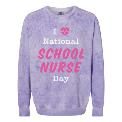 I Heart National School Nurse Day Gift Colorblast Crewneck Sweatshirt