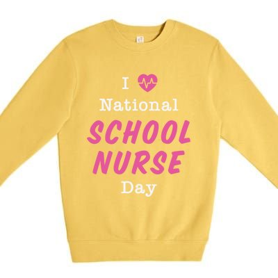 I Heart National School Nurse Day Gift Premium Crewneck Sweatshirt