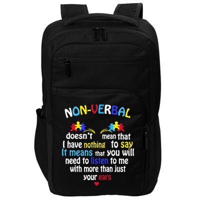 I Have NONVERBAL Autism Awareness , Autism  Impact Tech Backpack