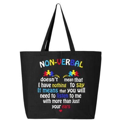 I Have NONVERBAL Autism Awareness , Autism  25L Jumbo Tote